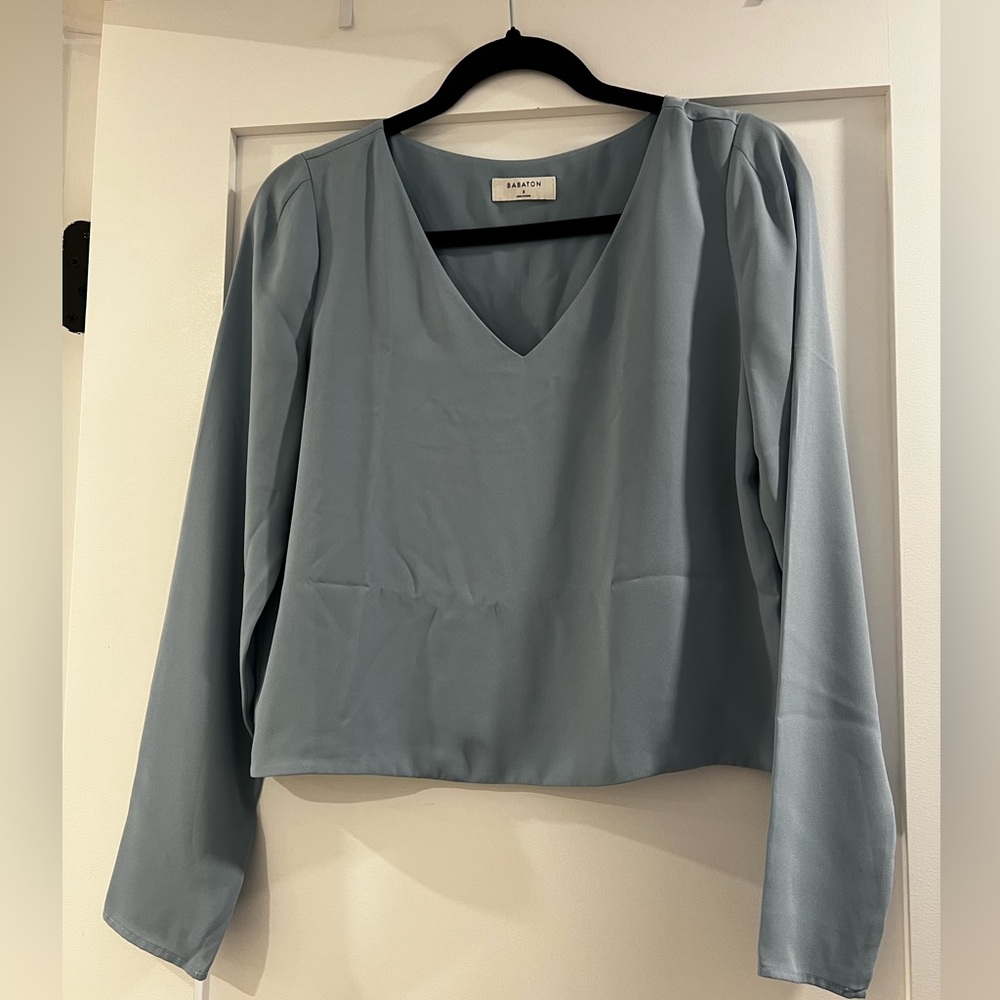 Aritzia Babaton Longsleeve Murphy Blouse - Blue S